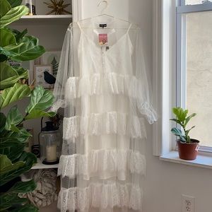 Sister Jane white lace dress with slip worn once